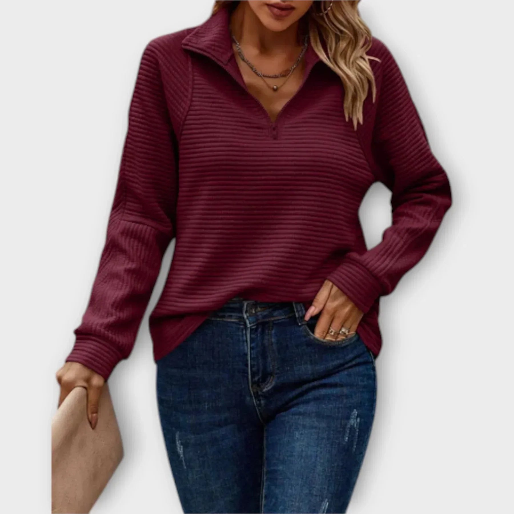 Olivia | Pulover cu fermoar scurt