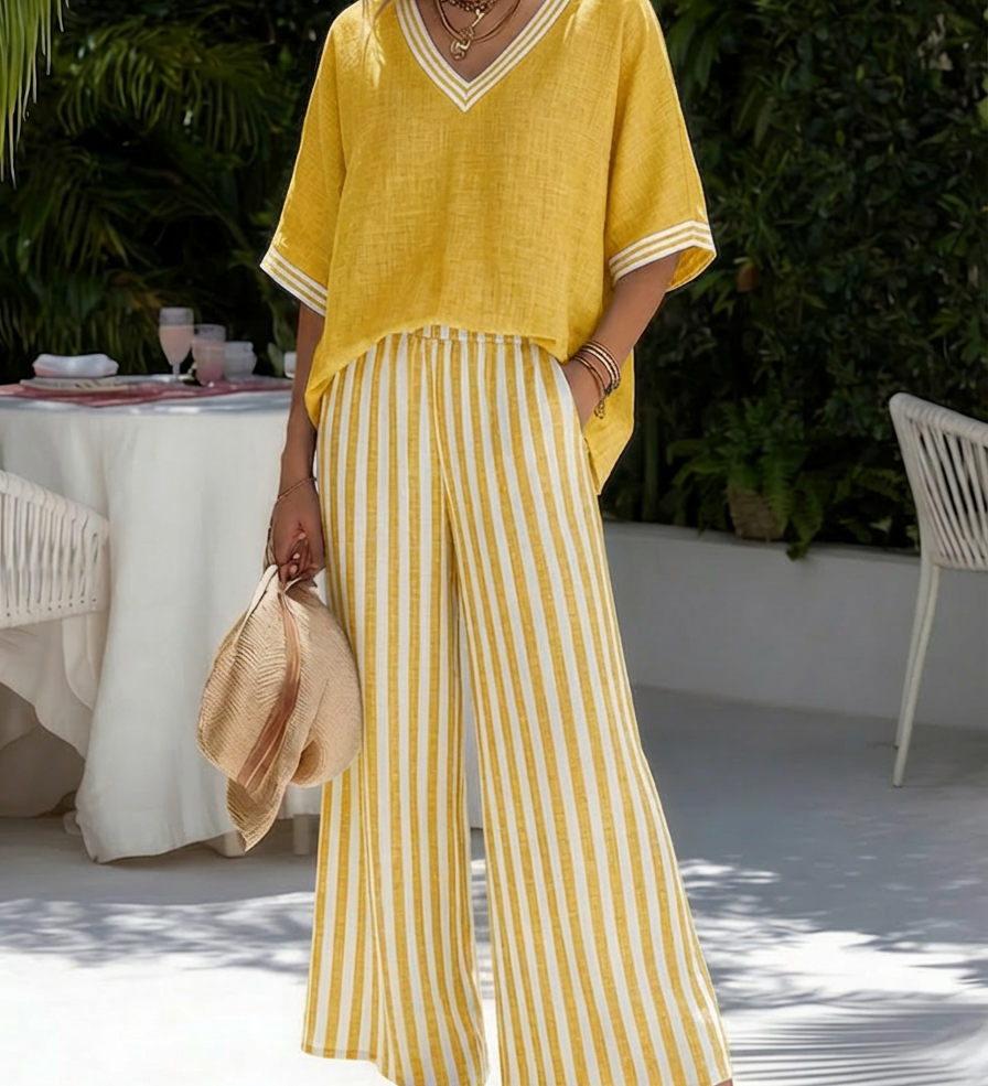 Amélia | Set Lejer de Vară cu Pantaloni Fluizi