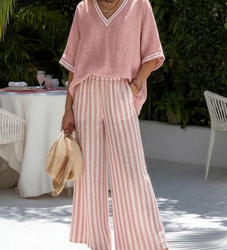 Amélia | Set Lejer de Vară cu Pantaloni Fluizi