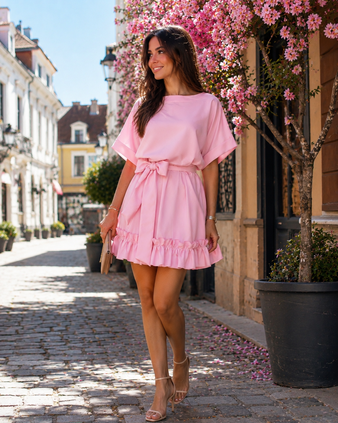 Larisa | Rochie mini cu volan și cordon în talie